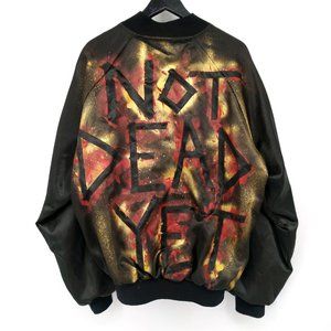 Vintage Custom Painted Not Dead Yet Bomber Jacket Swisher Sweets Cigars Black XL